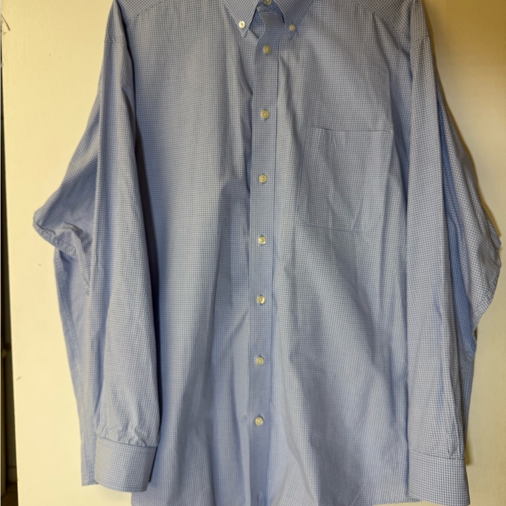 Roundtree & Yorke Light Blue Checkered Dress Shirt Size 2XB - Picture 1 of 7